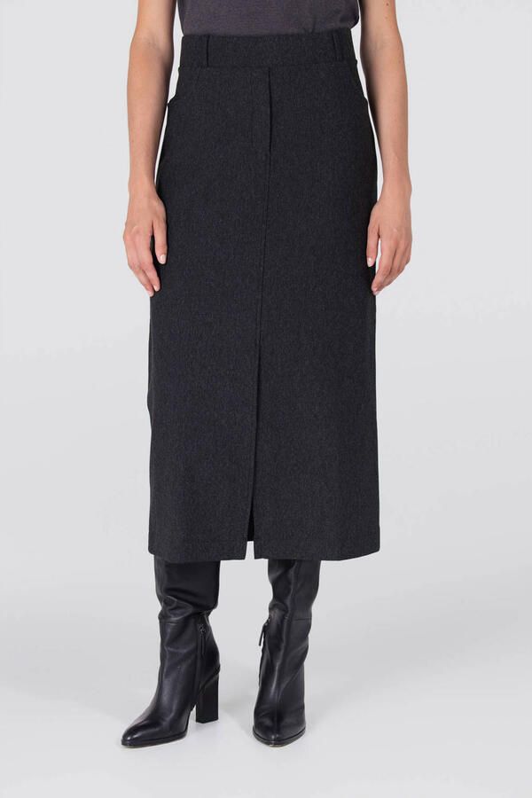 JANSEN AMSTERDAM Dames Rokken Georgie Rok Hvm 683 Slit At Front Donkergrijs - Foto 7