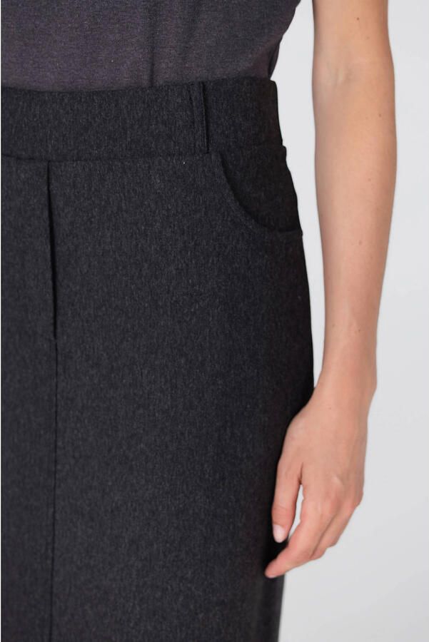 JANSEN AMSTERDAM Dames Rokken Georgie Rok Hvm 683 Slit At Front Donkergrijs - Foto 5