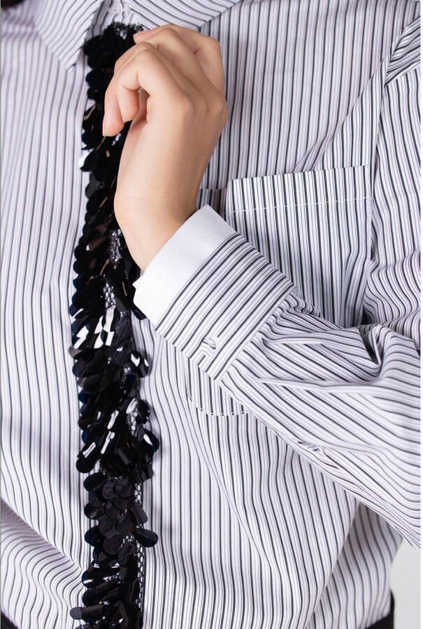 JANSEN AMSTERDAM Dames Blouses Alexis Blouse Cs1 718 Sequin Plaquet Wit - Foto 5