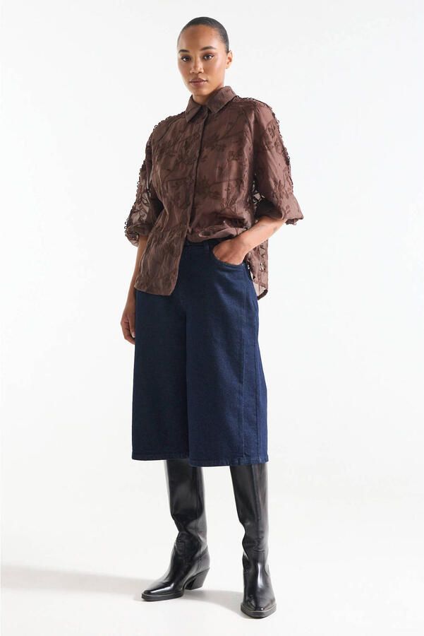 Jansen Amsterdam Blouse Bisa TE701 Blouse Embr. Dark Brown - Foto 2