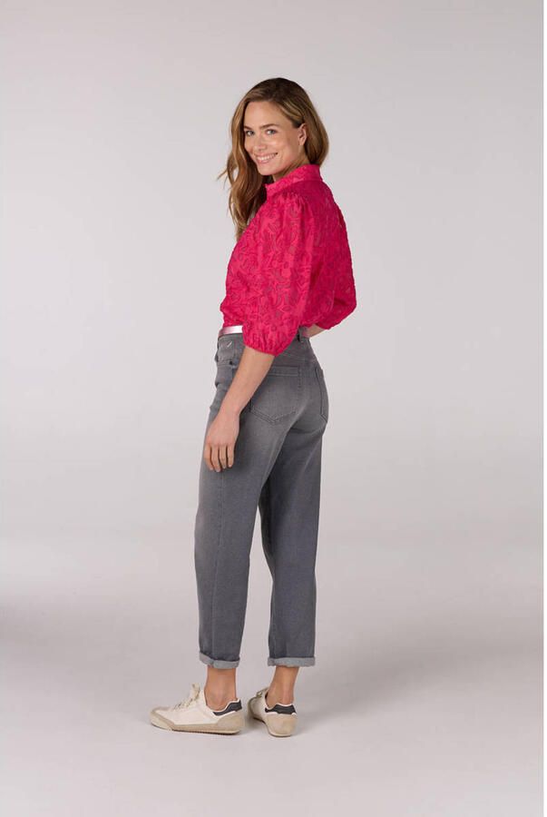 JANSEN AMSTERDAM Dames Blouses Nanne Blouse Fj 722 3 4 Puffed Sleeve Roze