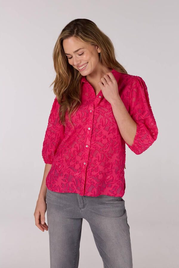 JANSEN AMSTERDAM Dames Blouses Nanne Blouse Fj 722 3 4 Puffed Sleeve Roze - Foto 2