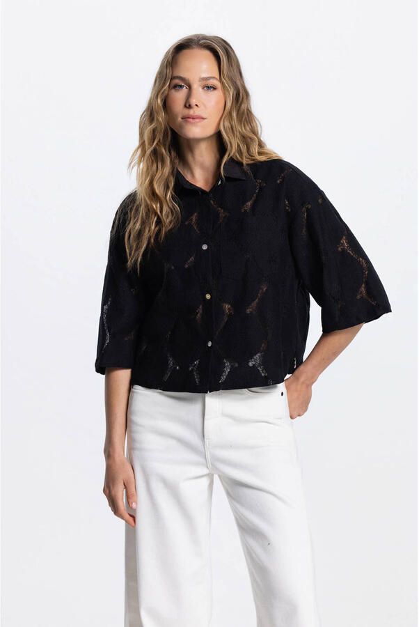 JANSEN Amsterdam blouse zwart