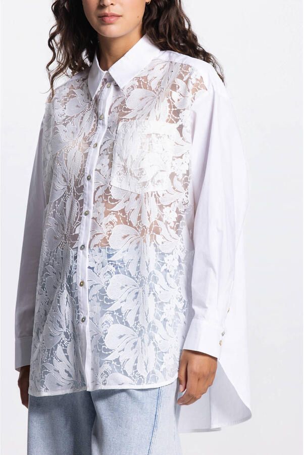 JANSEN Amsterdam gebloemde blouse ecru - Foto 3
