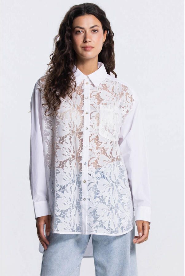 JANSEN Amsterdam gebloemde blouse ecru