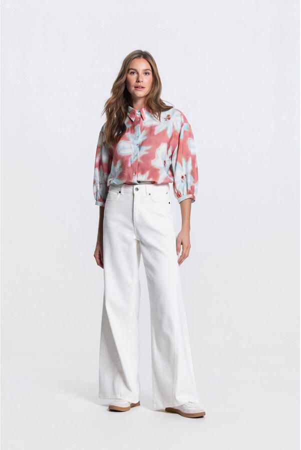 JANSEN AMSTERDAM Dames Blouses Pip Blouse Wf 761 3 4 Puffed Sleeve Wide Fit Multi - Foto 6