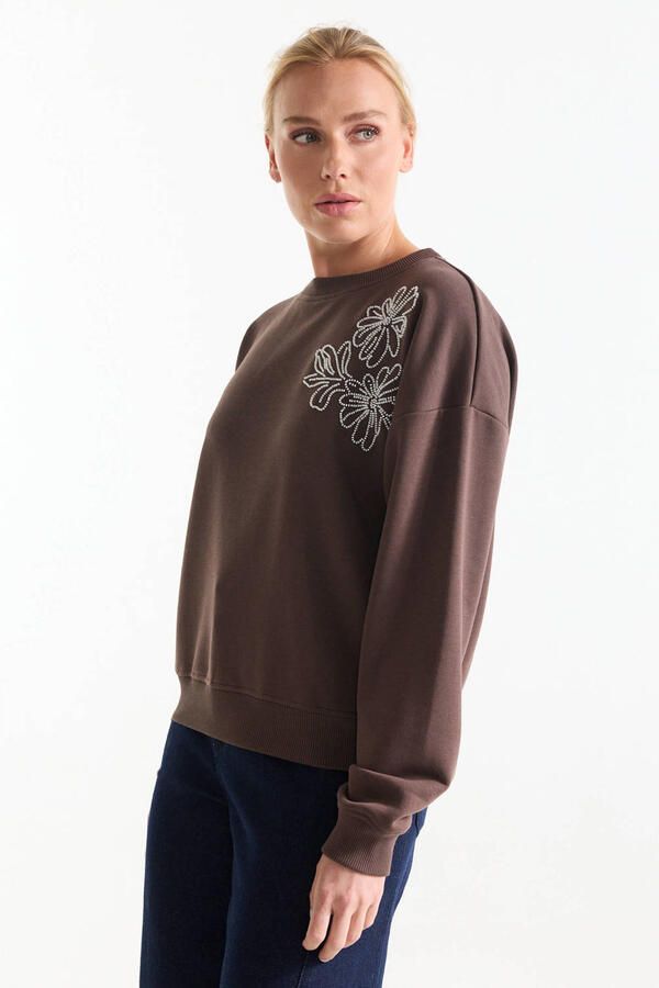 JANSEN Amsterdam gebloemde sweater bruin