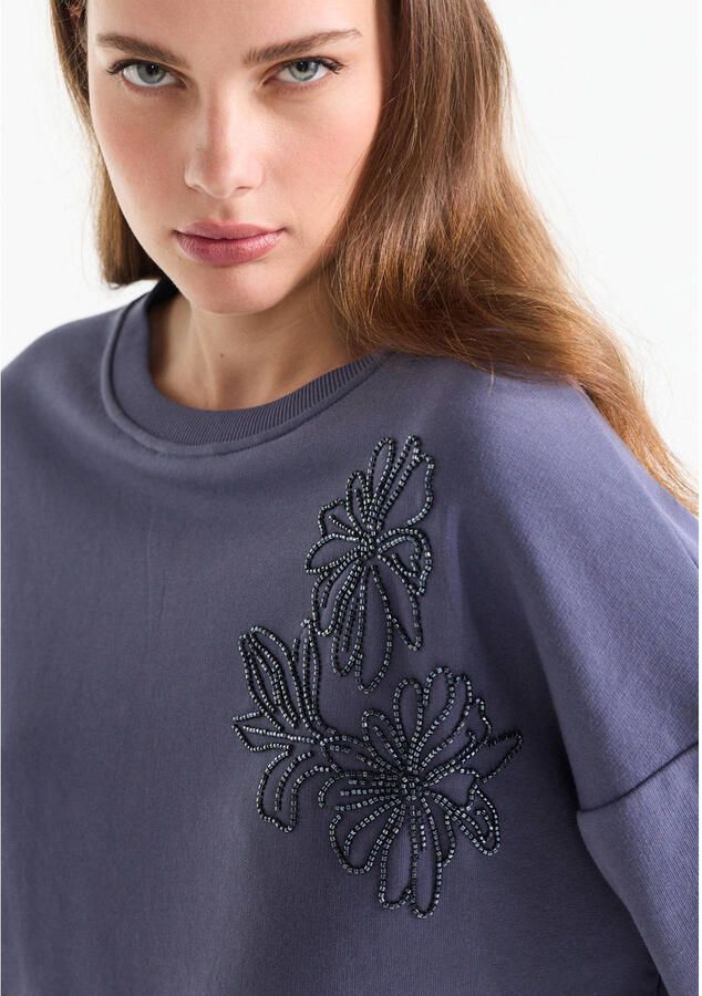 JANSEN Amsterdam gebloemde sweater donkerblauw - Foto 2