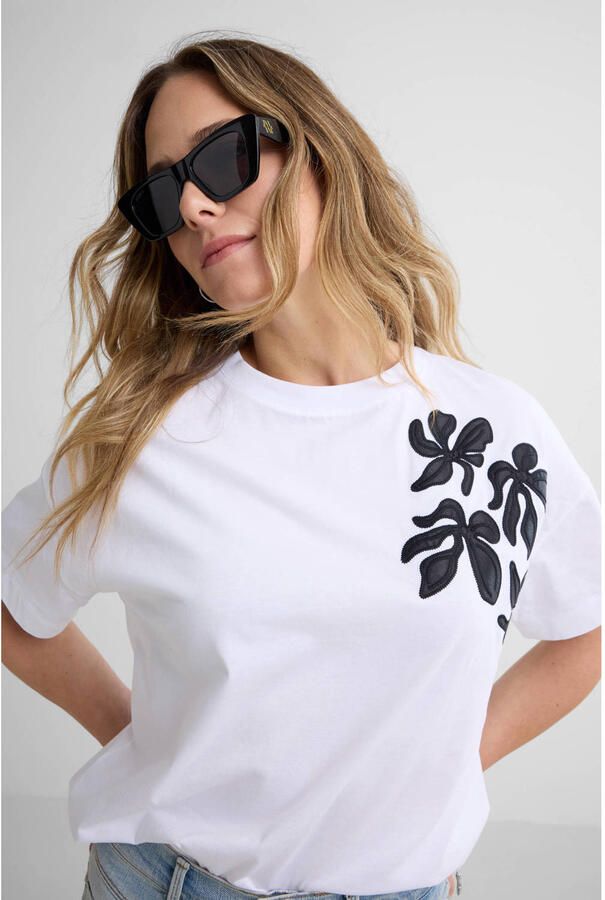 JANSEN Amsterdam gebloemde T-shirt wit - Foto 3
