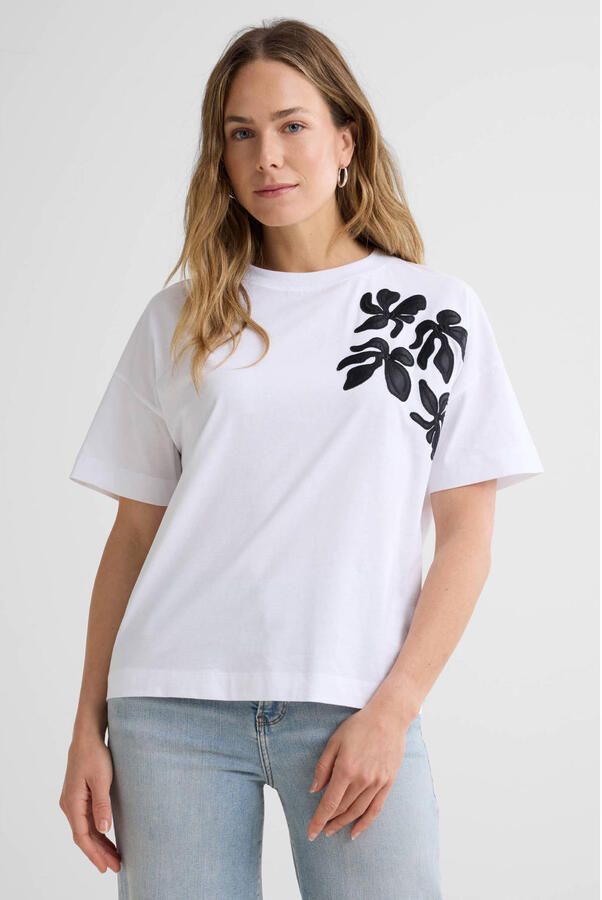 JANSEN Amsterdam gebloemde T-shirt wit