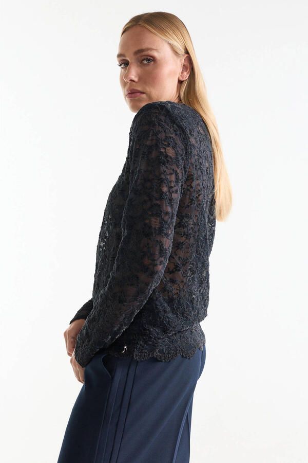 JANSEN Amsterdam gebloemde top donkerblauw