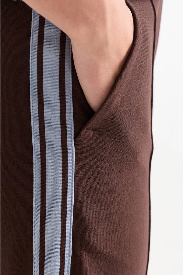 JANSEN Amsterdam high waist regular fit gestreepte broek bruin - Foto 2