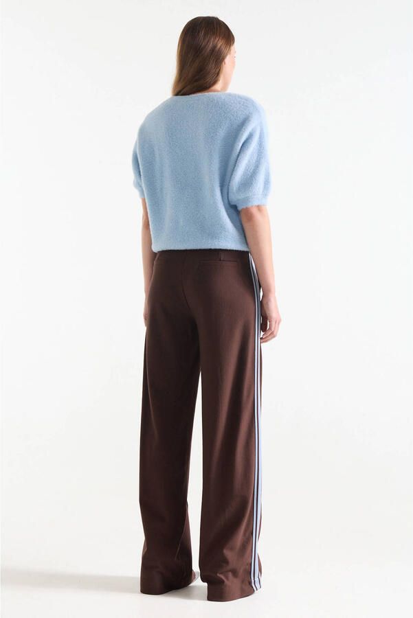 JANSEN Amsterdam high waist regular fit gestreepte broek bruin - Foto 3