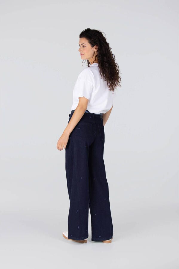 JANSEN Amsterdam high waist wide leg jeans dark blue denim