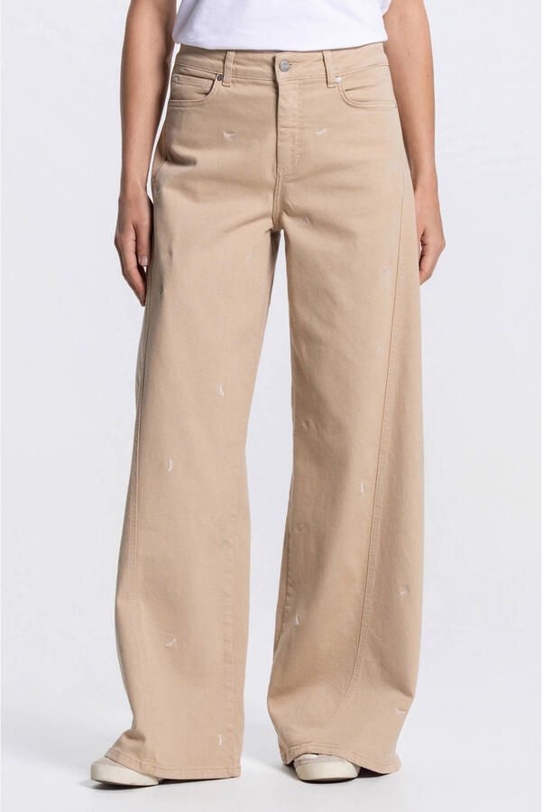 JANSEN Amsterdam high waist wide leg jeans zand