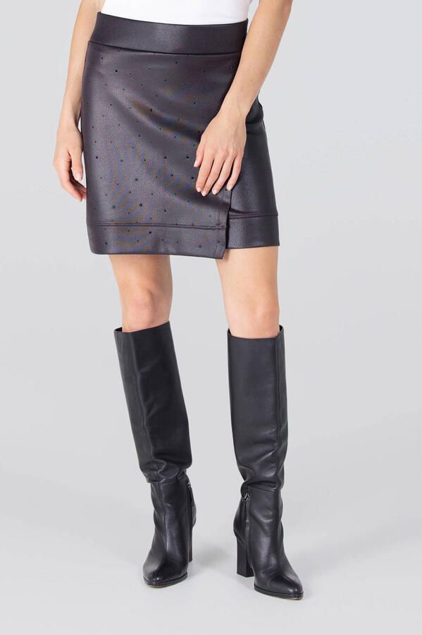 JANSEN AMSTERDAM Dames Rokken Cara Rok Cs 769 Short Overlap Rhinestones Zwart - Foto 6