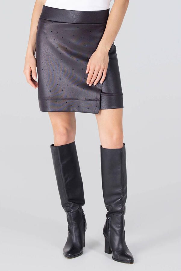 JANSEN AMSTERDAM Dames Rokken Cara Rok Cs 769 Short Overlap Rhinestones Zwart - Foto 7