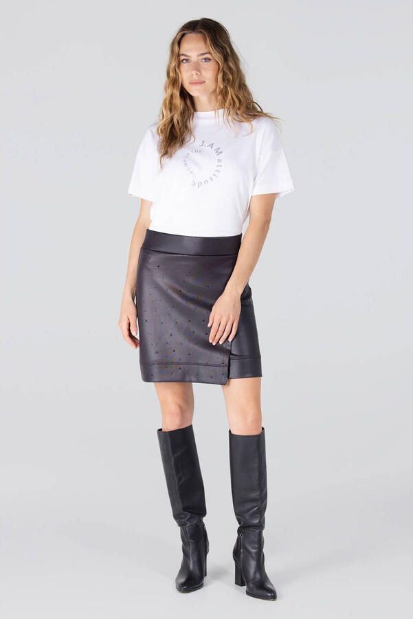 JANSEN AMSTERDAM Dames Rokken Cara Rok Cs 769 Short Overlap Rhinestones Zwart - Foto 8