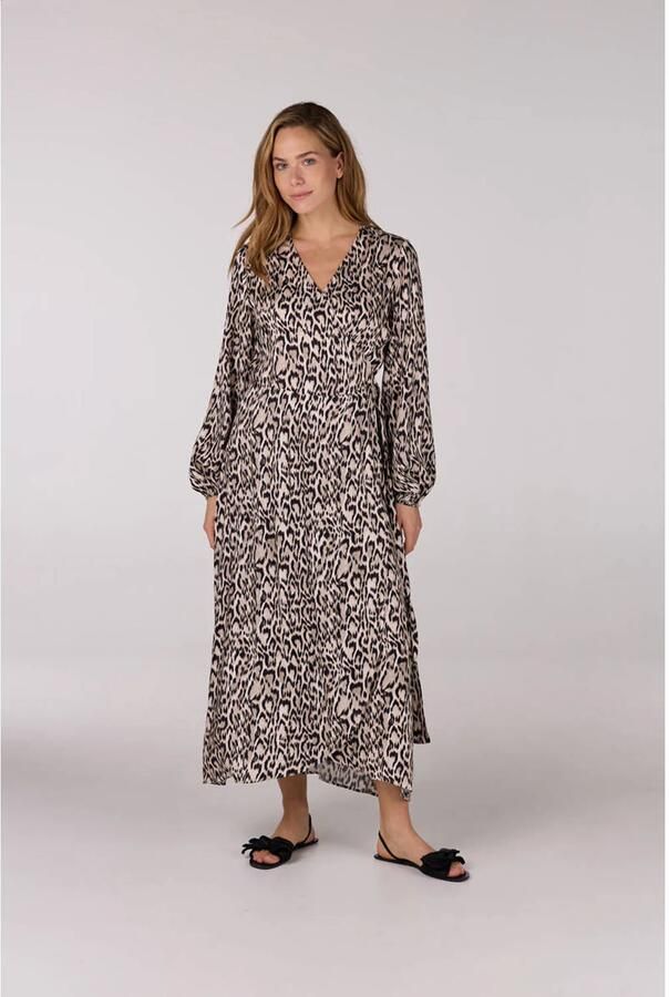 JANSEN AMSTERDAM Dames Jurken Rebecca Jurk Wa 564 Wrap Long Sleeve Bruin - Foto 6