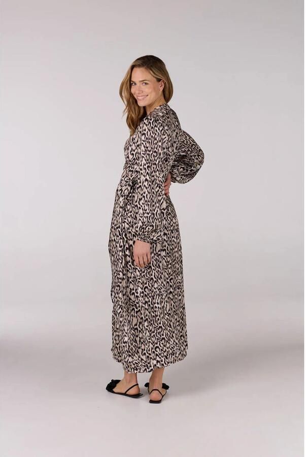 JANSEN AMSTERDAM Dames Jurken Rebecca Jurk Wa 564 Wrap Long Sleeve Bruin - Foto 5