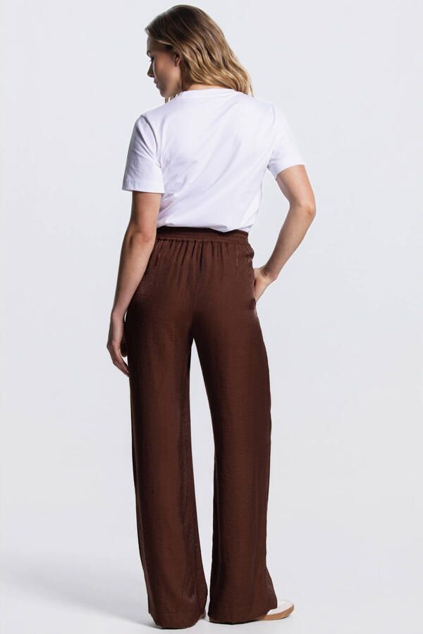 JANSEN Amsterdam wide leg regular waist broek bruin - Foto 3