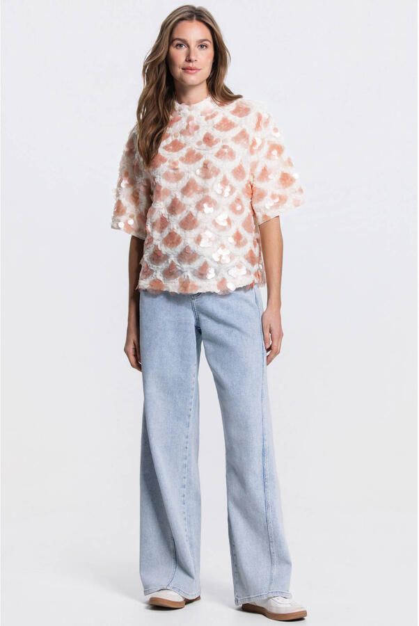 JANSEN Amsterdam top met pailletten roze