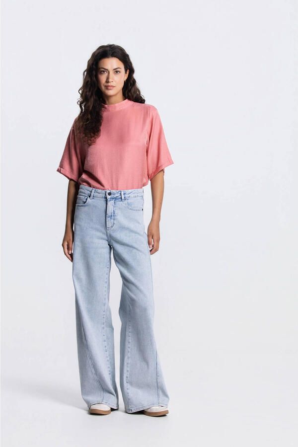 JANSEN AMSTERDAM Dames Tops & T-shirts Odile Top Ws 116 Short Sleeve High Neck Roze - Foto 6