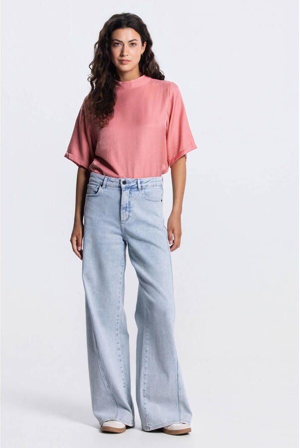 JANSEN AMSTERDAM Dames Tops & T-shirts Odile Top Ws 116 Short Sleeve High Neck Roze - Foto 6