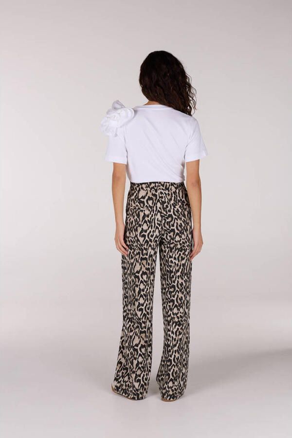 JANSEN AMSTERDAM Dames Tops & T-shirts Roxy T-shirt Co 105 Short Slv Flower Detail Wit - Foto 6