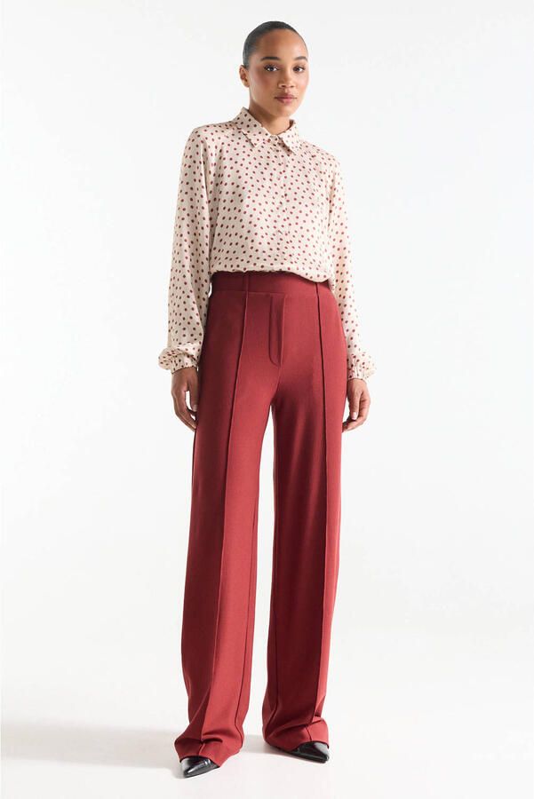 JANSEN Amsterdam wide leg broek donkerrood