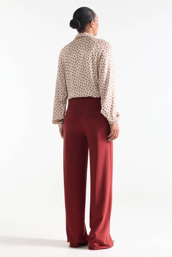 JANSEN Amsterdam wide leg broek donkerrood - Foto 2