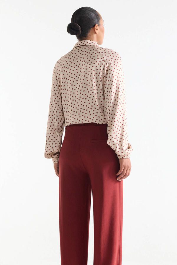 JANSEN Amsterdam wide leg broek donkerrood - Foto 3