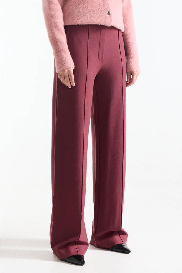 JANSEN Amsterdam wide leg broek donkerrood