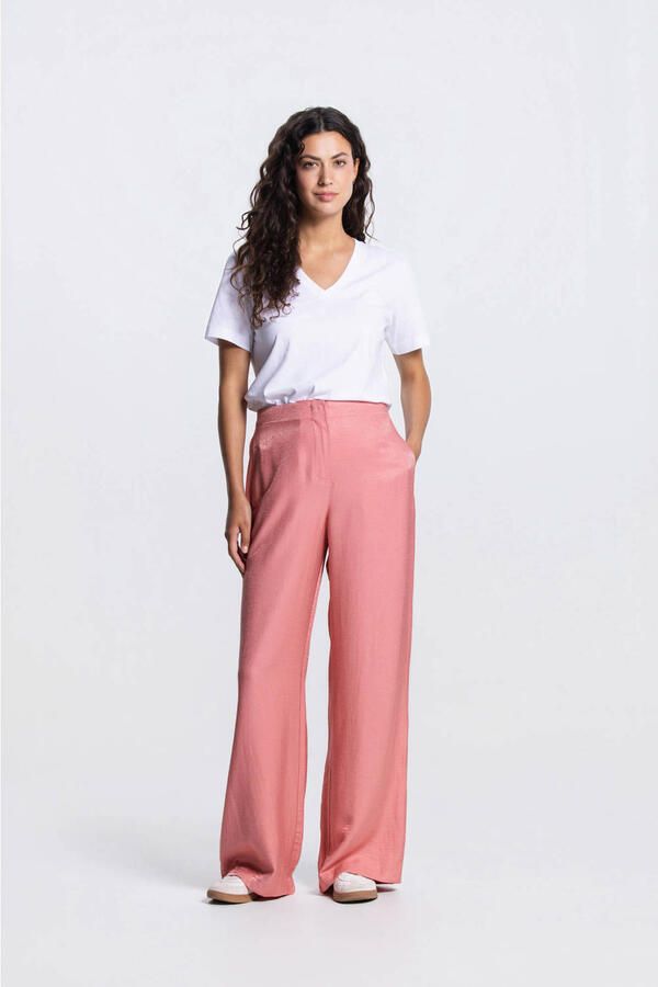 JANSEN AMSTERDAM Dames Broeken Orelie Broek Ws 420 Long Wide Without Wasitband Elastic At Back Roze - Foto 6