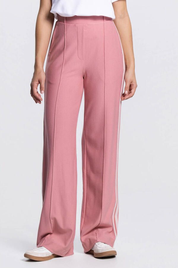 JANSEN Amsterdam wide leg high waist broek oudroze