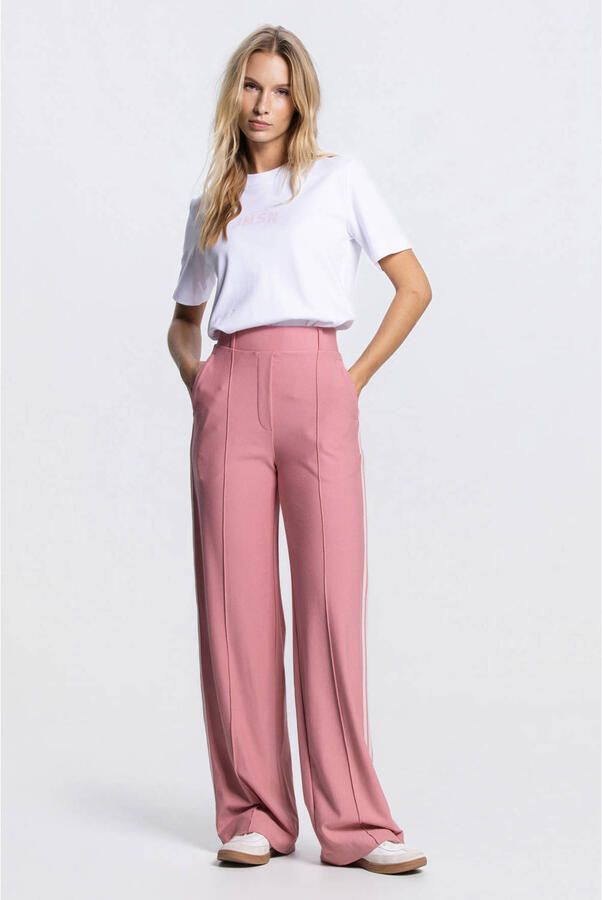 JANSEN Amsterdam wide leg high waist broek oudroze - Foto 2
