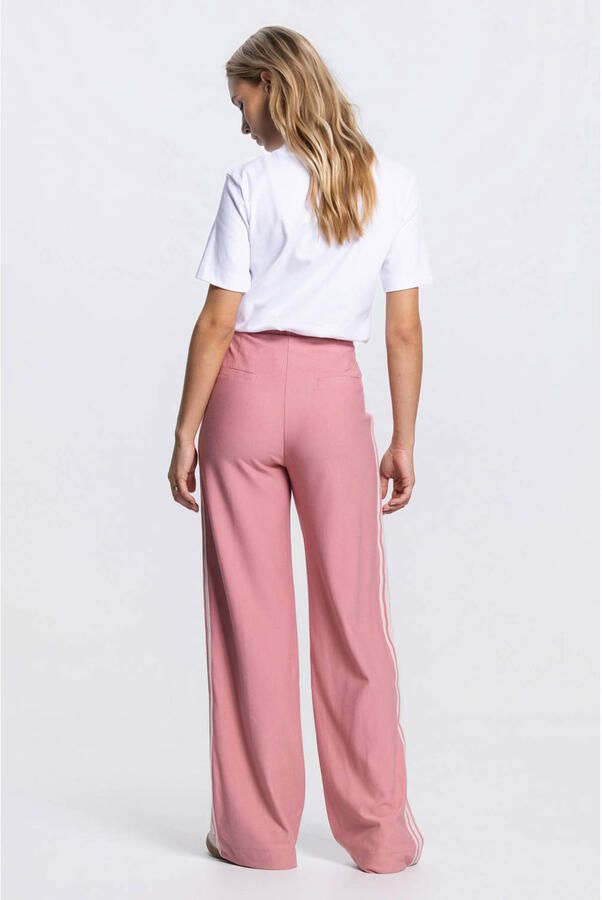 JANSEN Amsterdam wide leg high waist broek oudroze - Foto 3