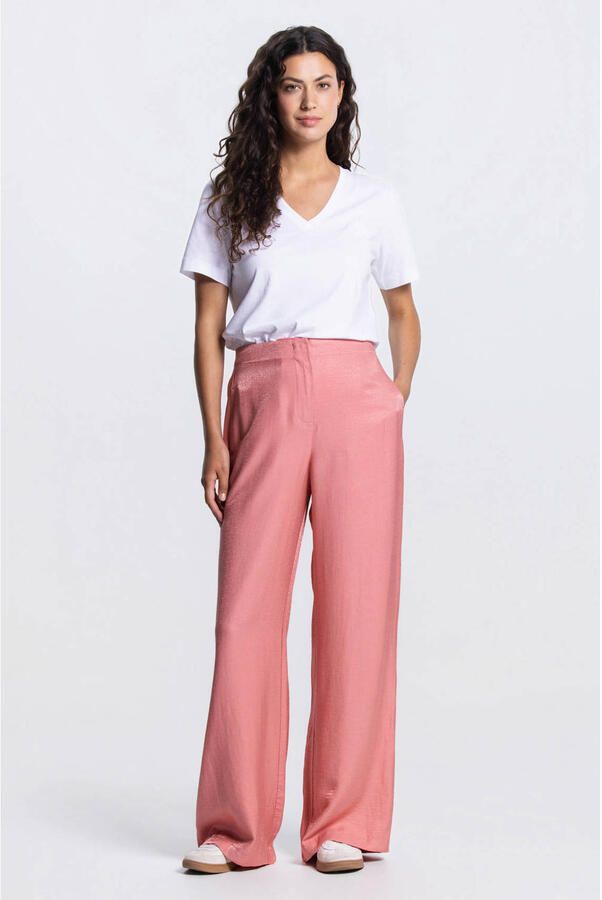 JANSEN AMSTERDAM Dames Broeken Orelie Broek Ws 420 Long Wide Without Wasitband Elastic At Back Roze - Foto 7