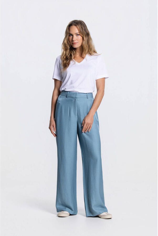 JANSEN AMSTERDAM Dames Broeken Dara Broek Ws 420 Long Wide Mint - Foto 6