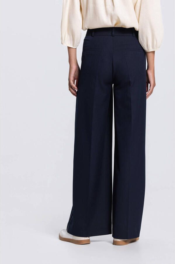 JANSEN Amsterdam wide leg high waist pantalon donkerblauw - Foto 3