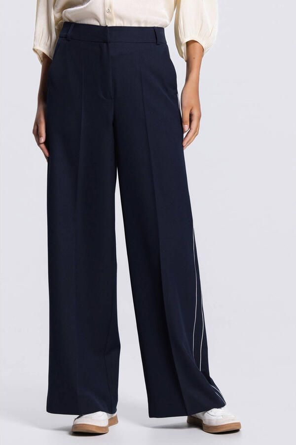 JANSEN Amsterdam wide leg high waist pantalon donkerblauw - Foto 3