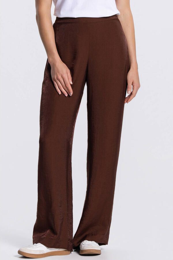 JANSEN Amsterdam wide leg regular waist broek bruin - Foto 2