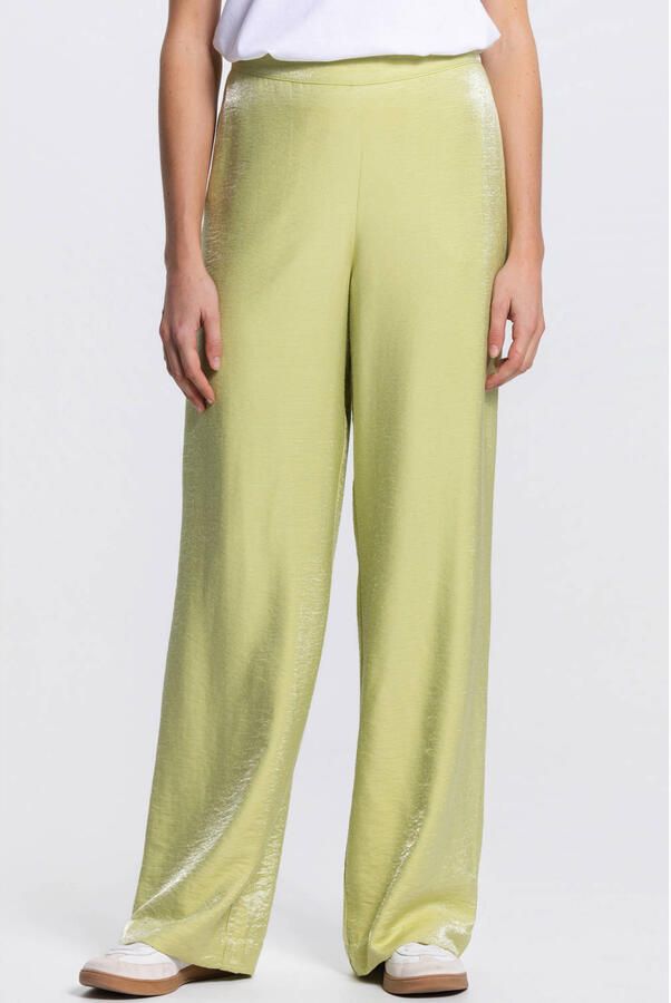 JANSEN Amsterdam wide leg regular waist broek groen