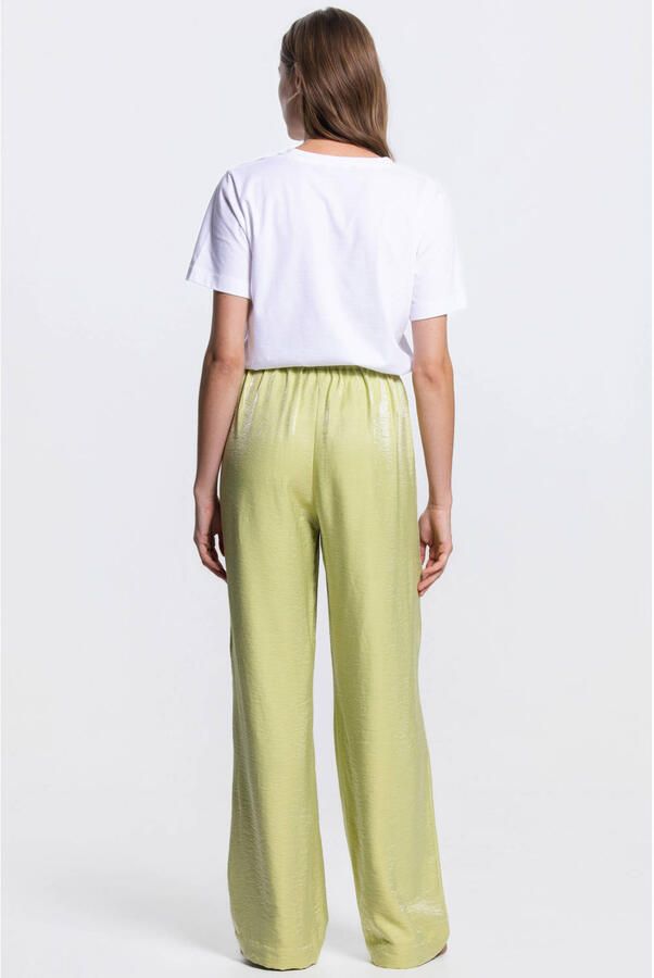 JANSEN Amsterdam wide leg regular waist broek groen - Foto 3