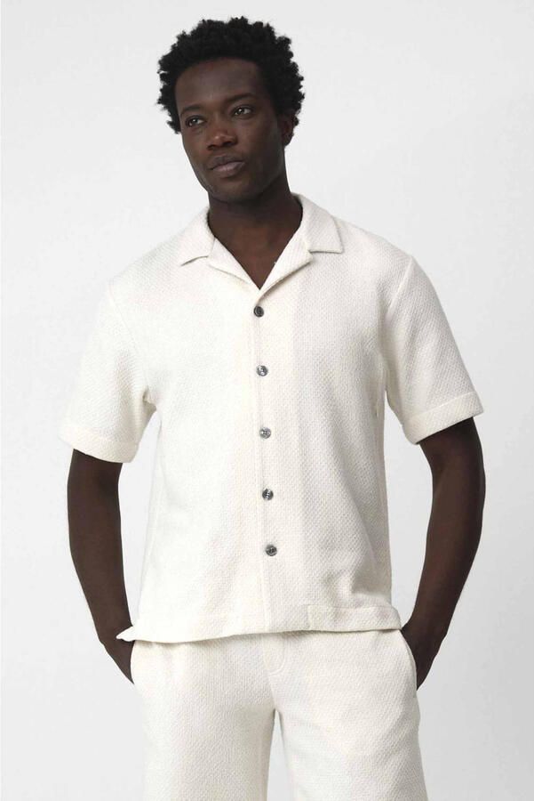J.C. Rags casual overhemd met textuur ecru