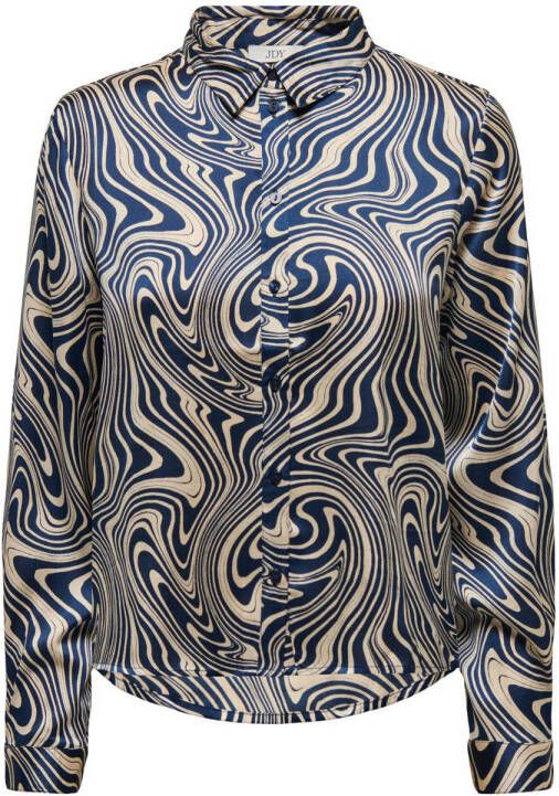 JDY blouse FIFI met all over print donkerblauw beige