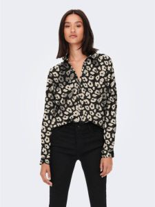 JDY blouse FIFI met all over print zwart beige