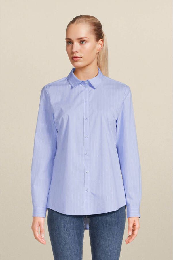 JDY blouse MIO met krijtstreep blauw wit