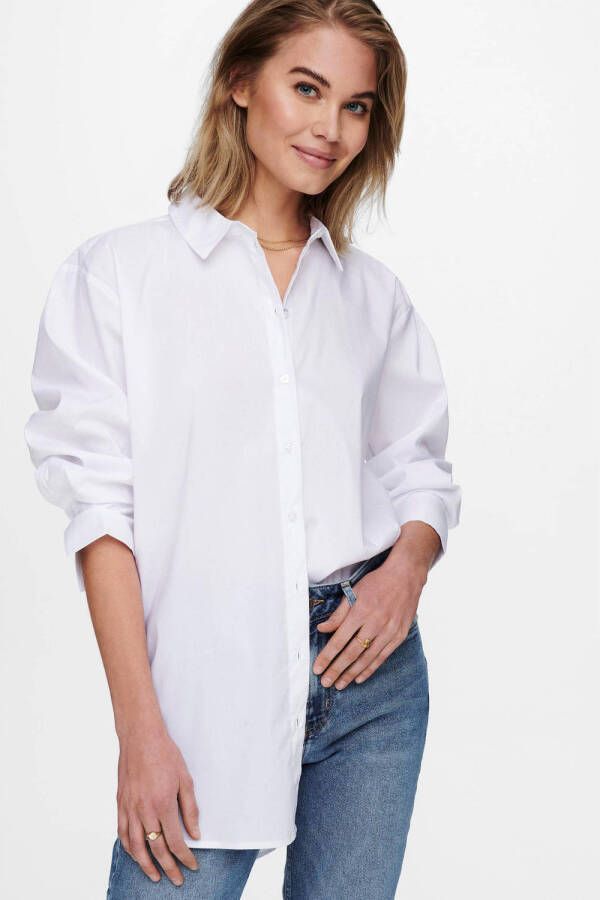 Jacqueline de Yong Dames lange mouwen shirt lente zomer White Dames