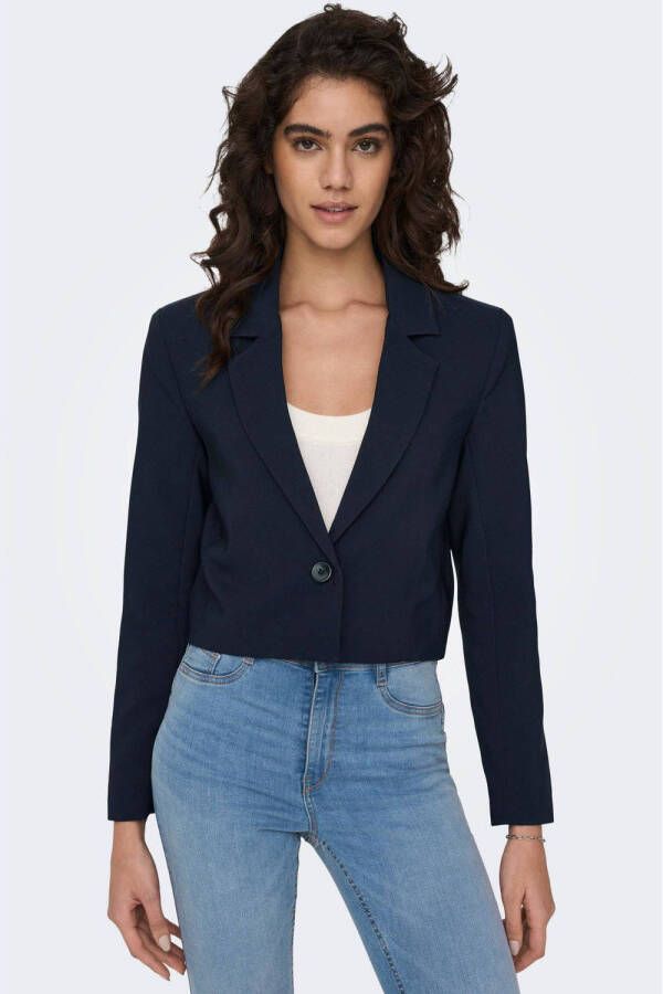 JDY cropped blazer CHEETAH donkerblauw